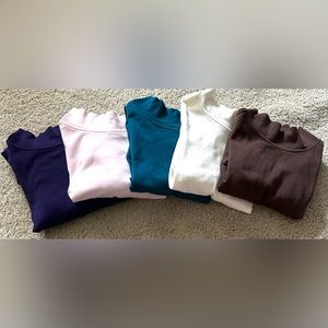 5 ST JOHNS BAY MOCK TURTLENECKS/WOMENS SIZE XL.